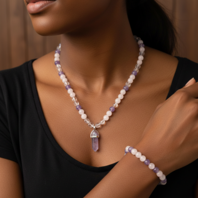 Set -Rose Quartz, Clear Quartz & Amethyst