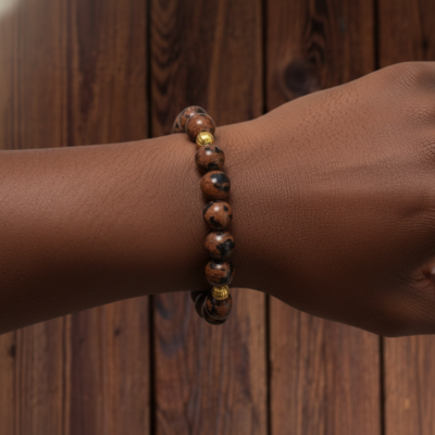 Bracelet - Spotted Brown stone Bead